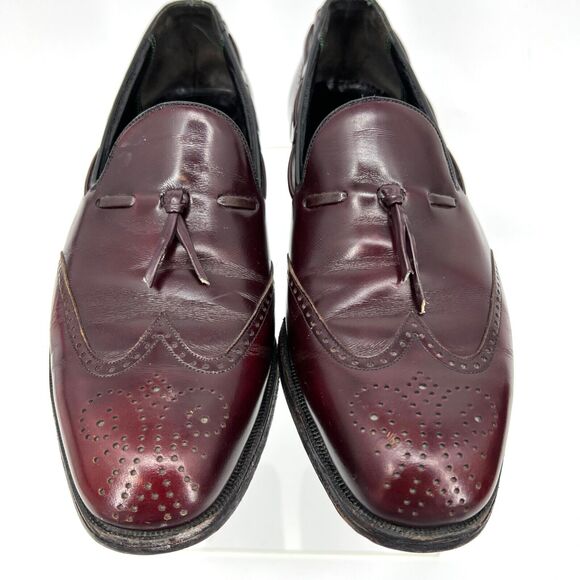 FLORSHEIM IMPERIAL Mens Cordovan Leather Tasseled Wing-Tip Slip-On Dress Shoes - Picture 2 of 9